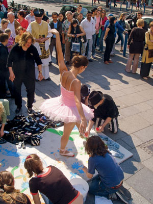 Happening Requiem for Mobile Telephones II by Lubo Kristek in Vienna in 2007