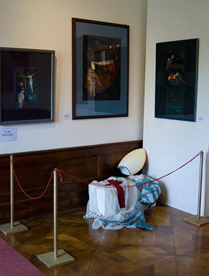 Relics by the painting in the exhibition